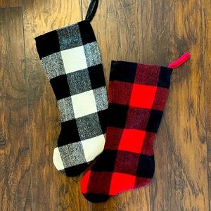 Two Buffalo Plaid Christmas Stockings